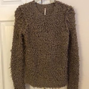 Free People Fuzzy Taupe Sweater